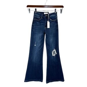 Petra 153 Women Flare Jeans Y2K Streetwear Retro High Rise Distressed Size 1/24